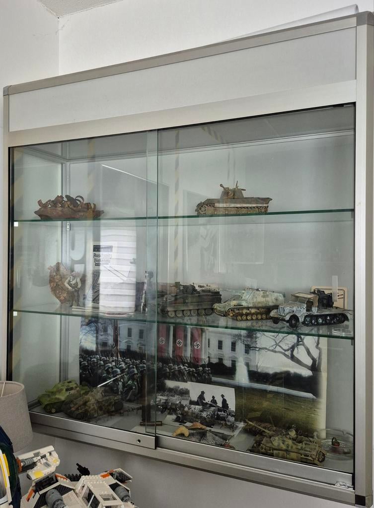 Vitrine kast/ verlichting/glas, Ophalen, 25 tot 50 cm, Glas, 50 tot 100 cm
