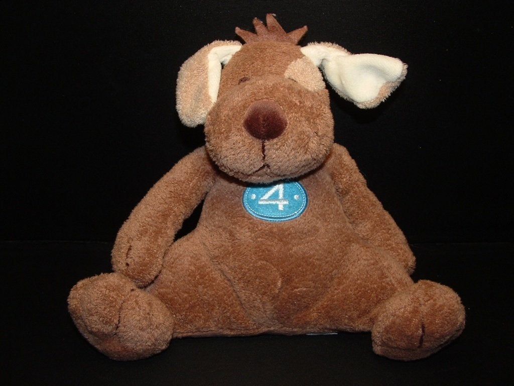 HAPPY HORSE HOND DOG MR D VELOURS BRUIN MET BLAUW PLAATJE, Kinderen en Baby's, Speelgoed | Knuffels en Pluche, Ophalen of Verzenden