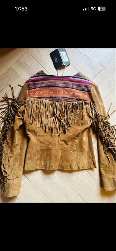 Goosecraft suède jasje met franjes - Ibiza stijl - Maat S, Ophalen of Verzenden, Nieuw, Maat 36 (S), Bruin