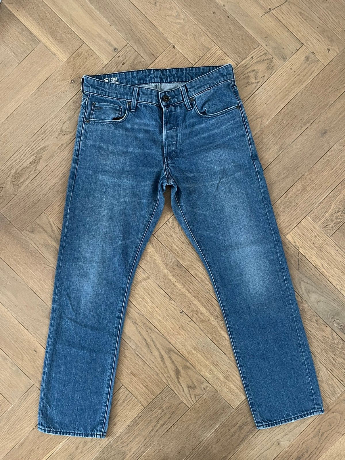G- star RAW 3301 STRAIGHT broek jeans W33 L32 Z.G.A.N., Ophalen of Verzenden, Zo goed als nieuw, Blauw, W33 - W34 (confectie 48/50)