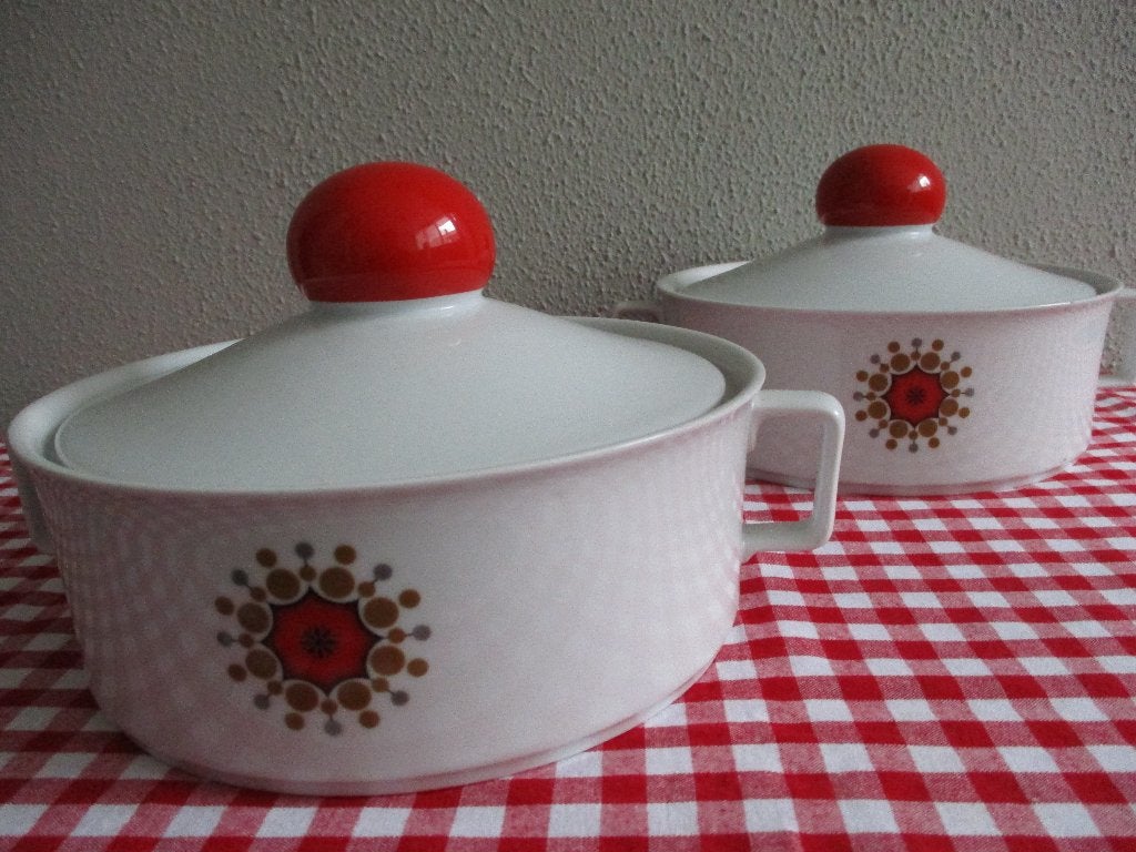 Twee Vintage Schalen / Dekschalen Retro, Verzamelen, Retro, Ophalen of Verzenden, Huis en Inrichting