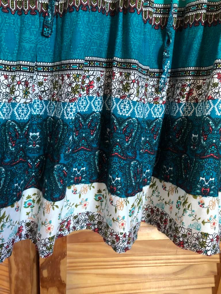Turquoise tuniek met Bloemenprint, Maat M, nieuw, Ophalen of Verzenden, Nieuw, Maat 38/40 (M), Blauw
