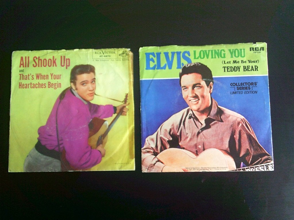 2 vinyl singles van Elvis Presley, Gebruikt, 7 inch, Ophalen of Verzenden, EP