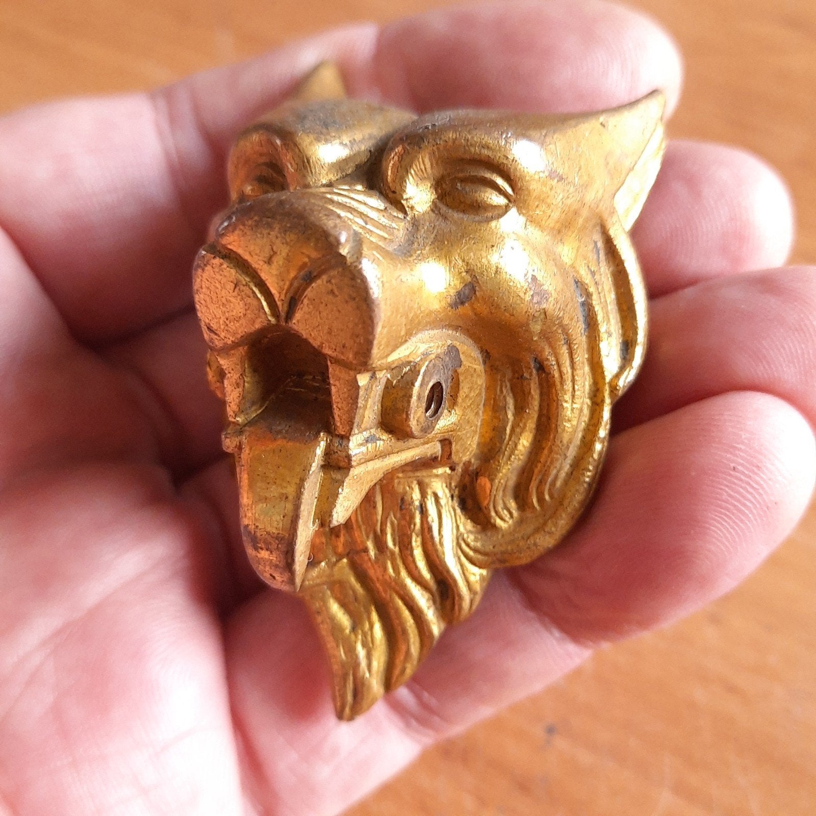 Antiek Meubel Ornament Leeuw Frankrijk Vuurverguld Brons, Verzenden, Gebruikt