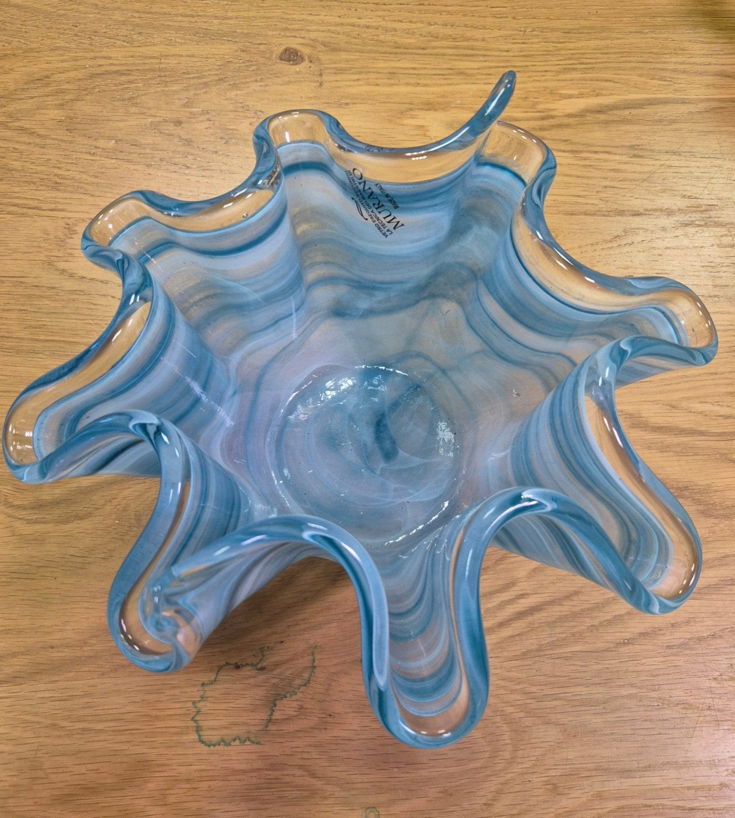 Prachtige Murano glazen schaal - Blauw/Wit, Ophalen of Verzenden