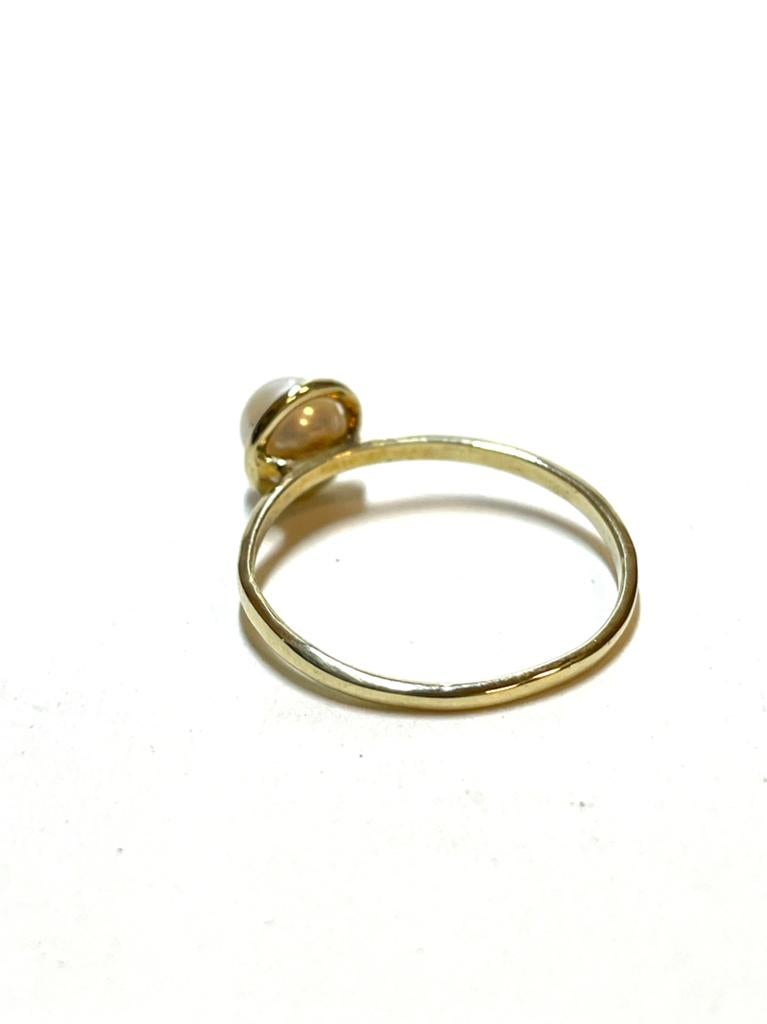 14k gouden ring met een parel, 18 tot 19, -, -, Ophalen of Verzenden