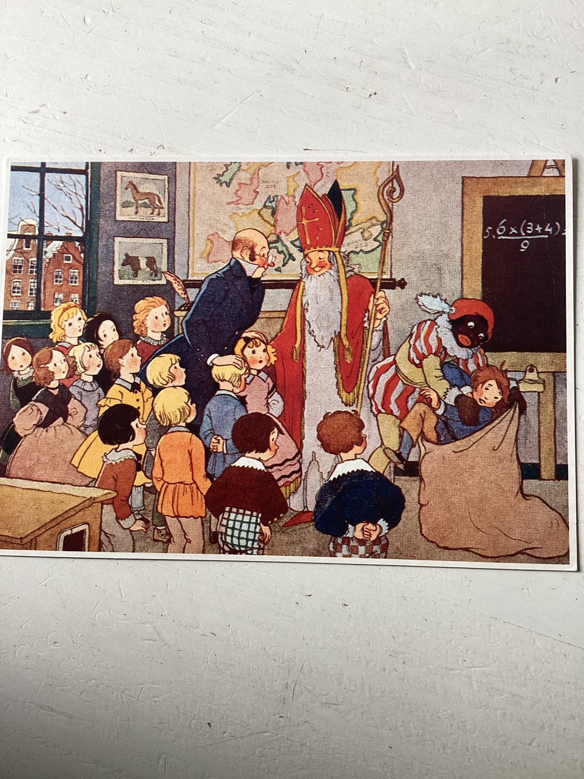 Boomerangkaart Sinterklaas en Zwarte Piet, Verzenden, 1980 tot heden, Ongelopen, Feest(dag)