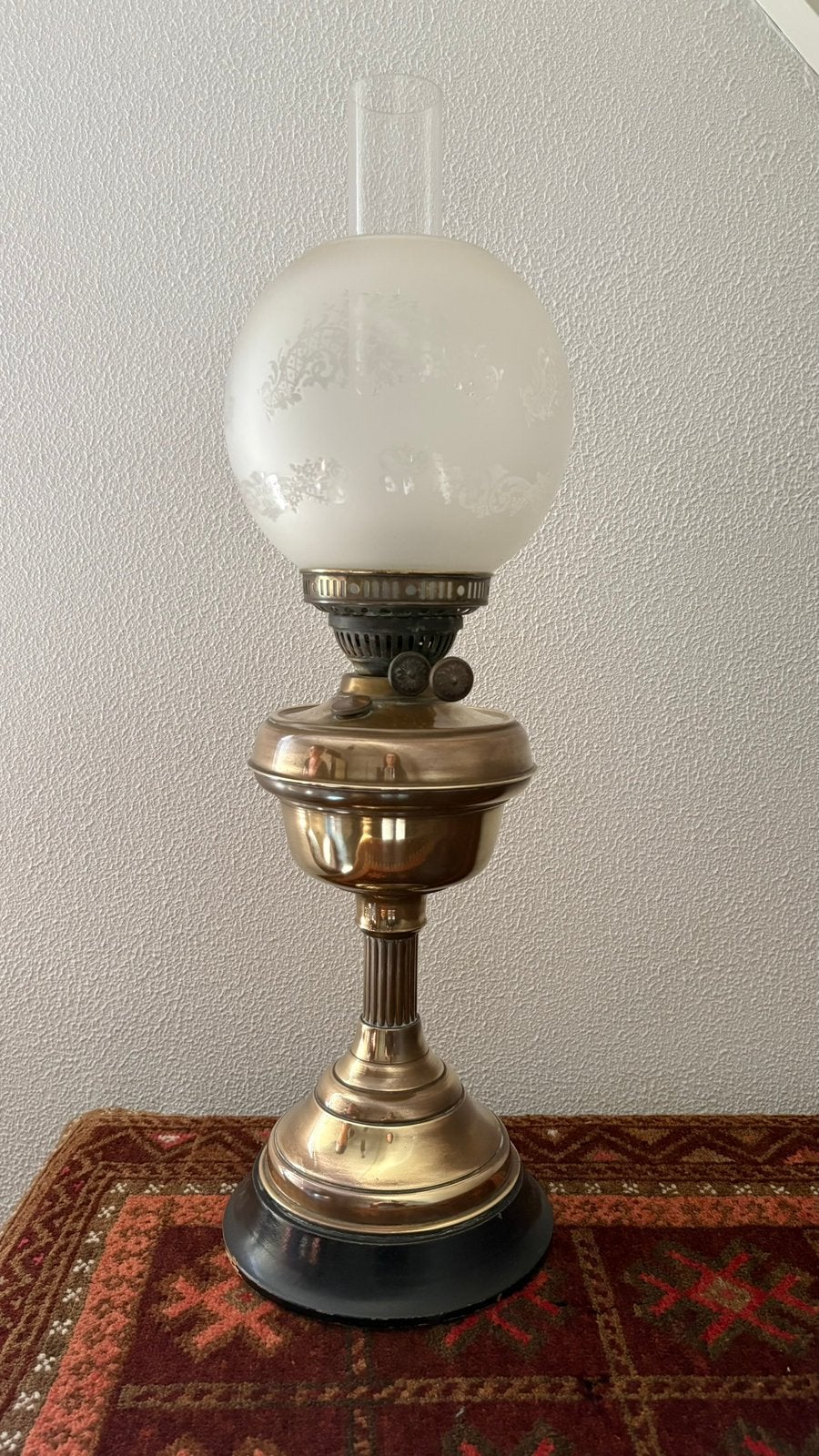 Klassieke Koperen Kosmos Petroleumlamp / Olielamp, Antiek en Kunst, Antiek | Lampen, Ophalen of Verzenden