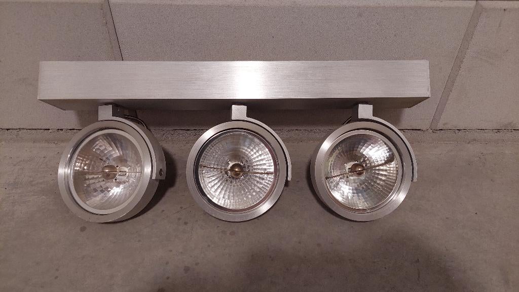 Te koop QAZQA Design spot aluminium verstelbaar 3-lichts inc, Halogeen, Gebruikt, Metaal of Aluminium, Ophalen of Verzenden