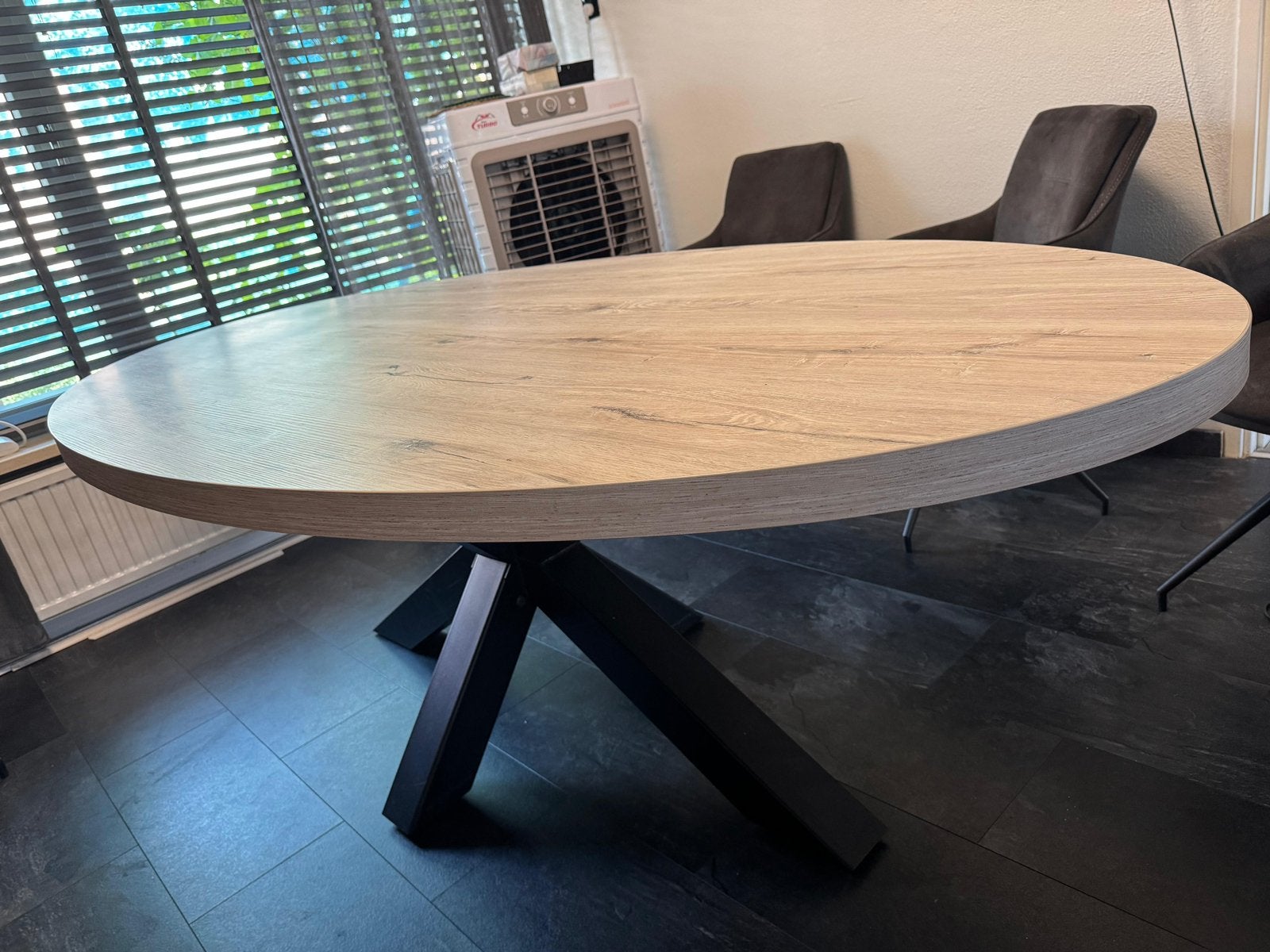 Luxe ovale eettafel+salontafel, 100 tot 150 cm, 200 cm of meer, Ophalen of Verzenden, Zo goed als nieuw