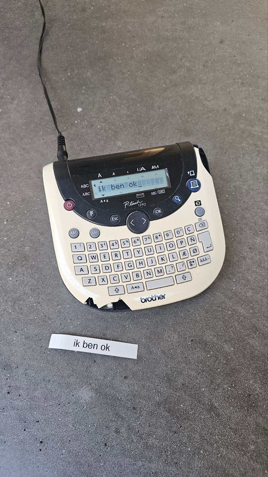Brother P-touch1290 labelprinter m valschade technisch goed, Computers en Software, Ophalen of Verzenden, Gebruikt, Tape-label
