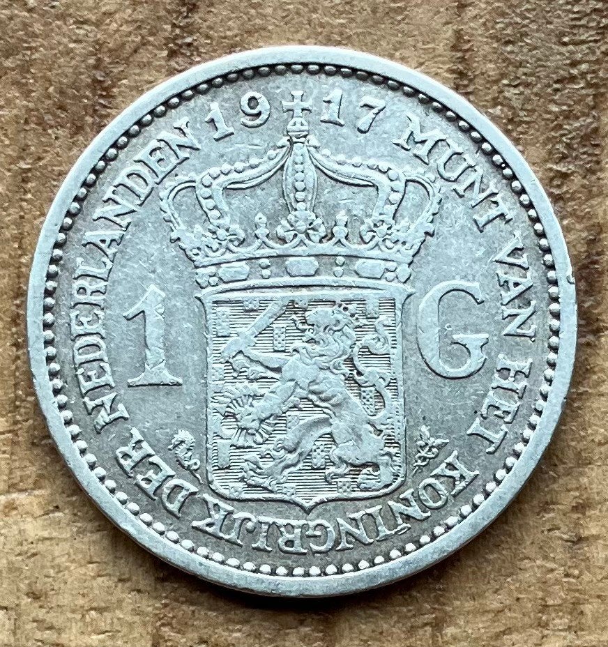 1 gulden 1917 Wilhelmina, Ophalen, 1 gulden, Zilver, Koningin Wilhelmina