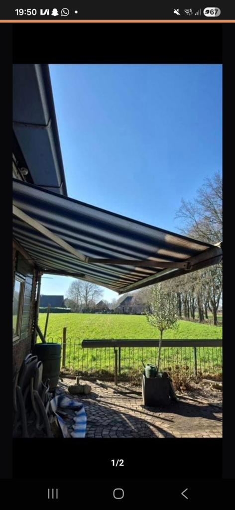 Elektrische zonnewering/scherm, Tuin en Terras, Zonneschermen, Ophalen, Zo goed als nieuw, Knikarmscherm