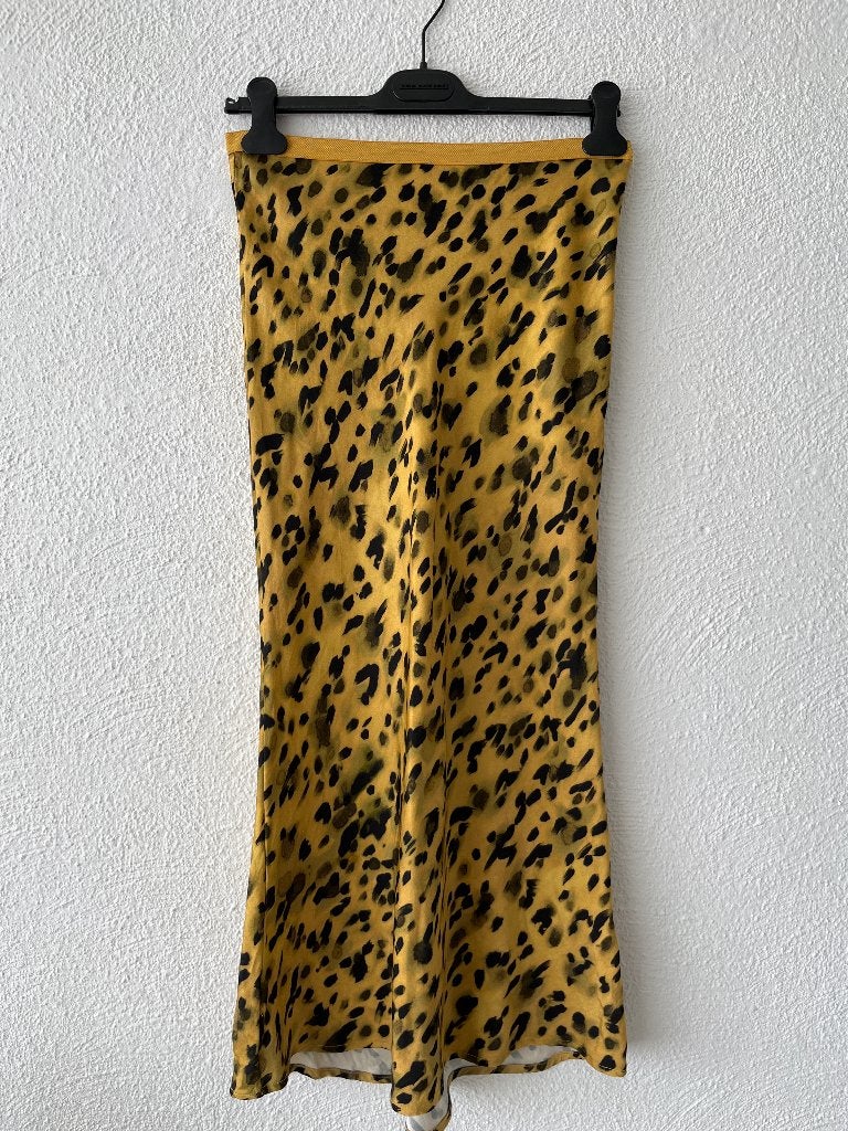 Anine Bing zijde silk skirt rok leopard, Kleding | Dames, Verzenden, Geel, Zo goed als nieuw, Maat 36 (S)