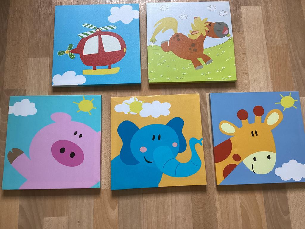Wanddecoratie Schilderijtjes canvas 28 x 28 cm., Ophalen of Verzenden, Zo goed als nieuw, Wanddecoratie
