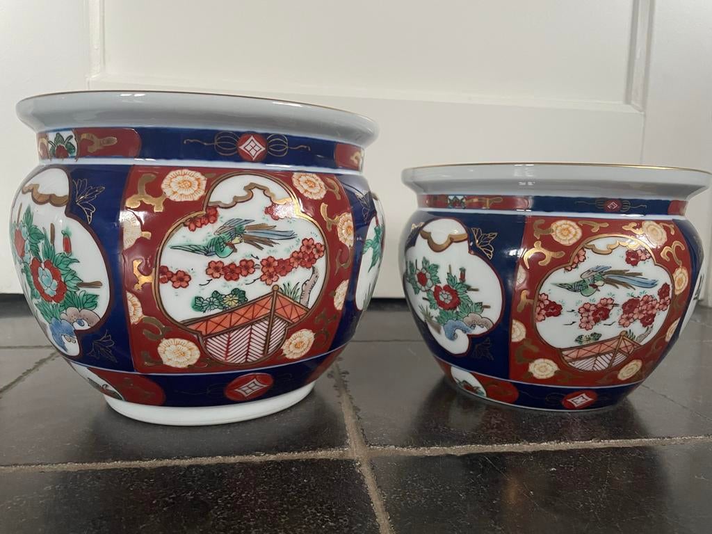Twee Gold Imari potten, handgeschilderd, Antiek en Kunst, Ophalen