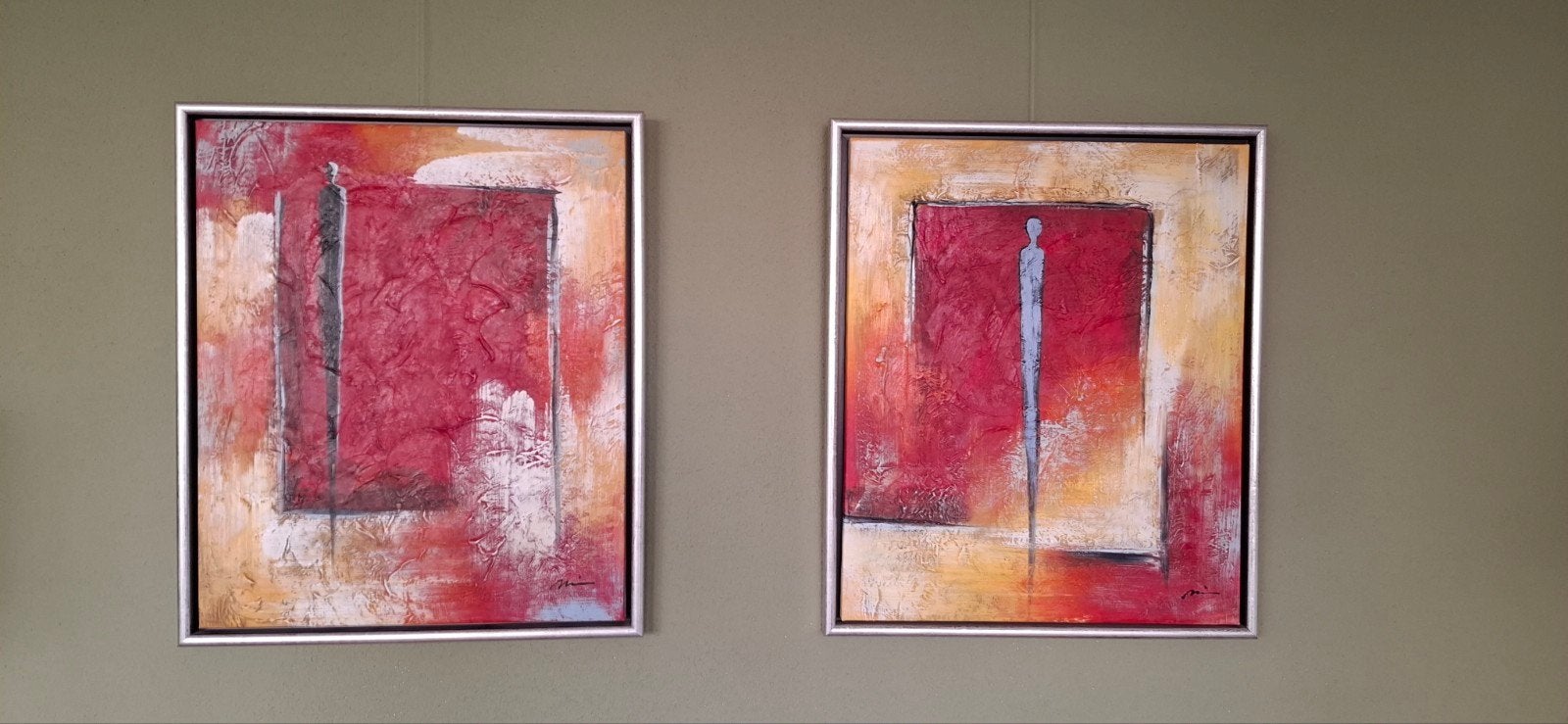 Abstract schilderij met figuur, 55x65cm, Antiek en Kunst, Ophalen