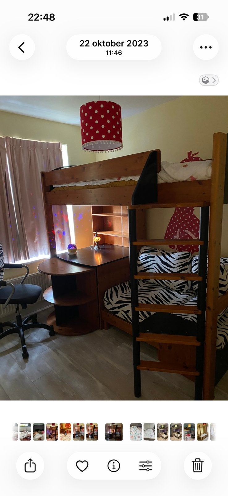 Hoogslaper met bureau en extra bed, Gebruikt, Eenpersoons, Ophalen of Verzenden, 90 cm