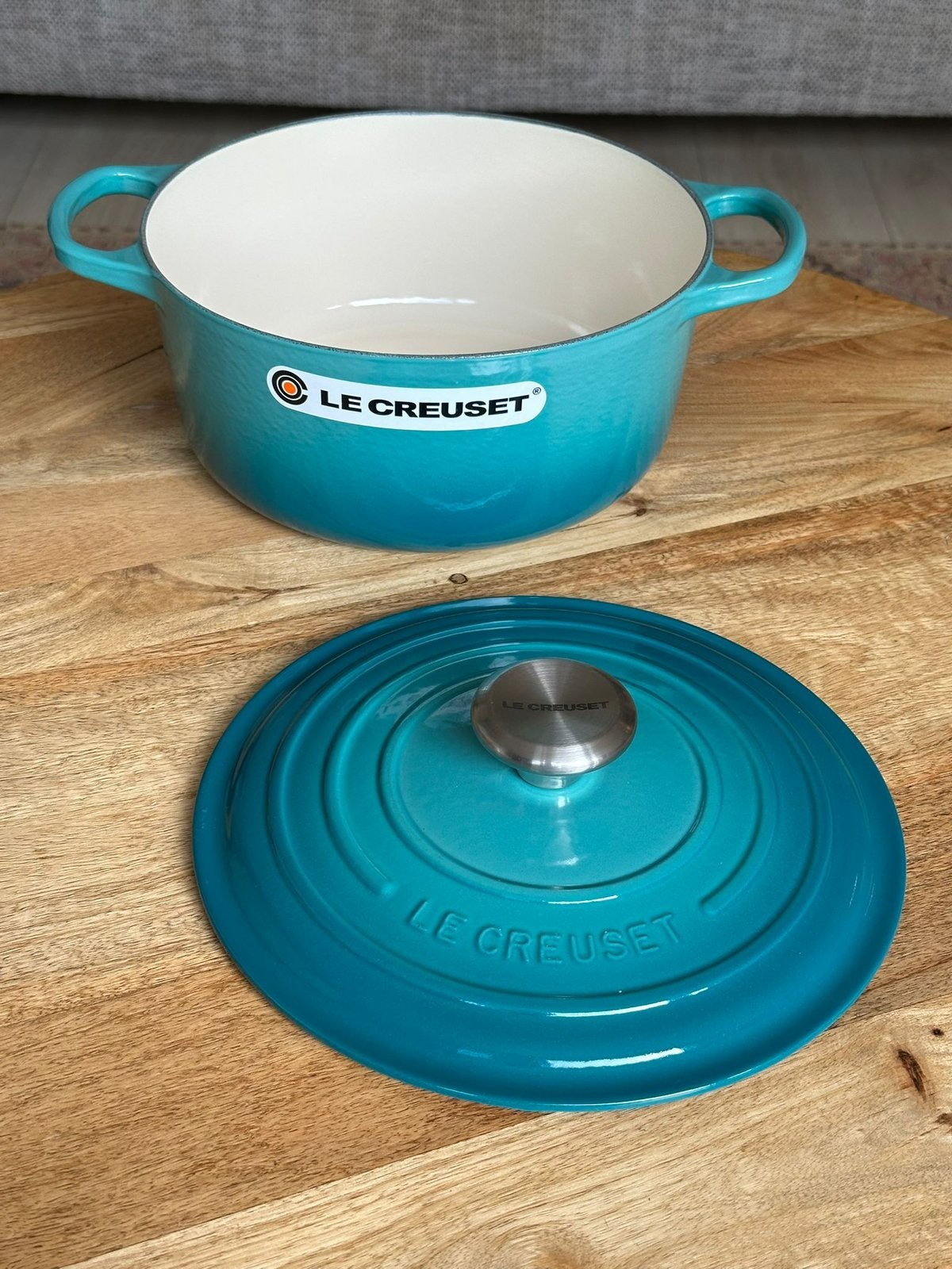 Le Creuset gietijzeren braadpan 24 cm – Riviera Blue, Ophalen of Verzenden, Nieuw, Gietijzer