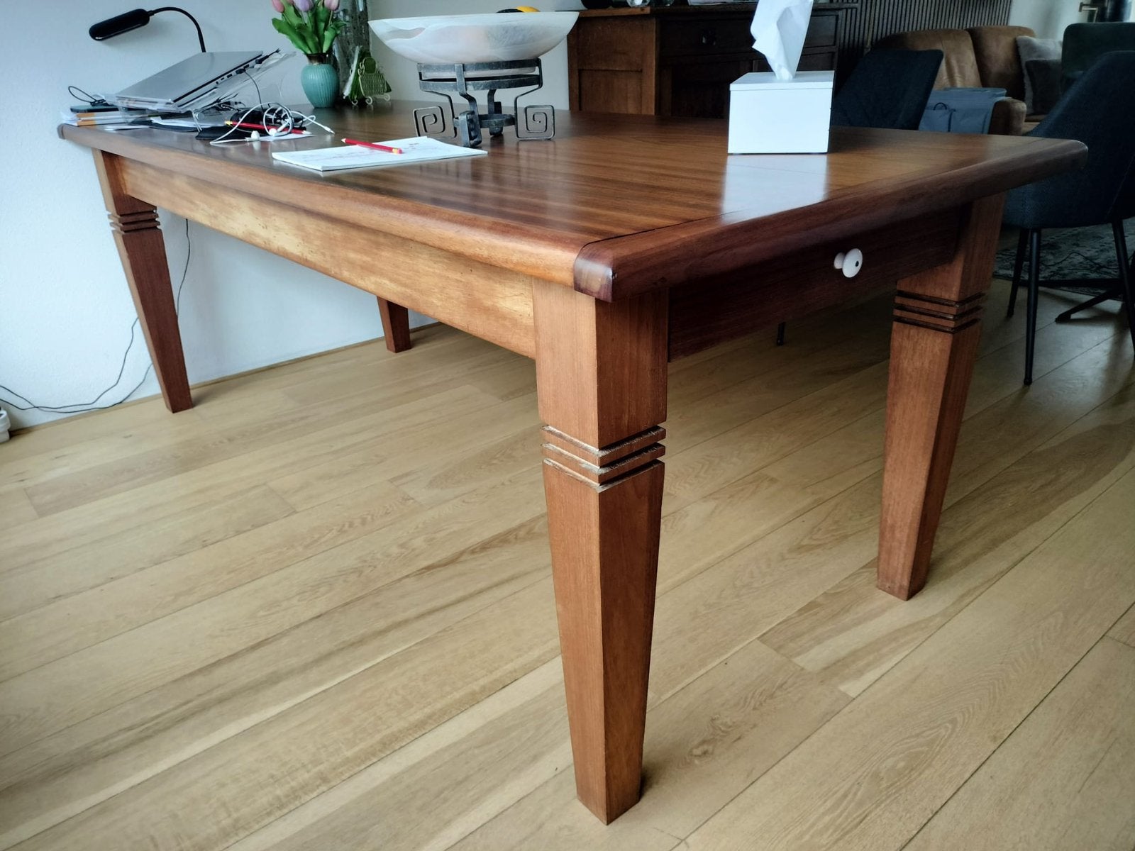 Tafel 210x90x 78 hoog en 5 stoelen, Ophalen, Gebruikt, Rechthoekig, 50 tot 100 cm