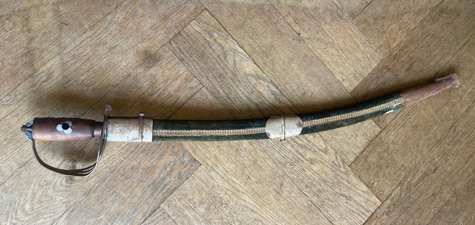 Zwaard/Sabel in Groen Fluwelen Schede –Jaren '70/'80 - India, Verzamelen, Militaria | Algemeen, Ophalen of Verzenden, Landmacht