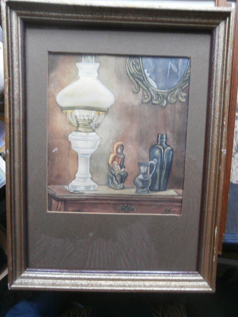 Nostalgisch Kamer tafereeltje  lamp , Kan, Boeddha, Ophalen, Stilleven