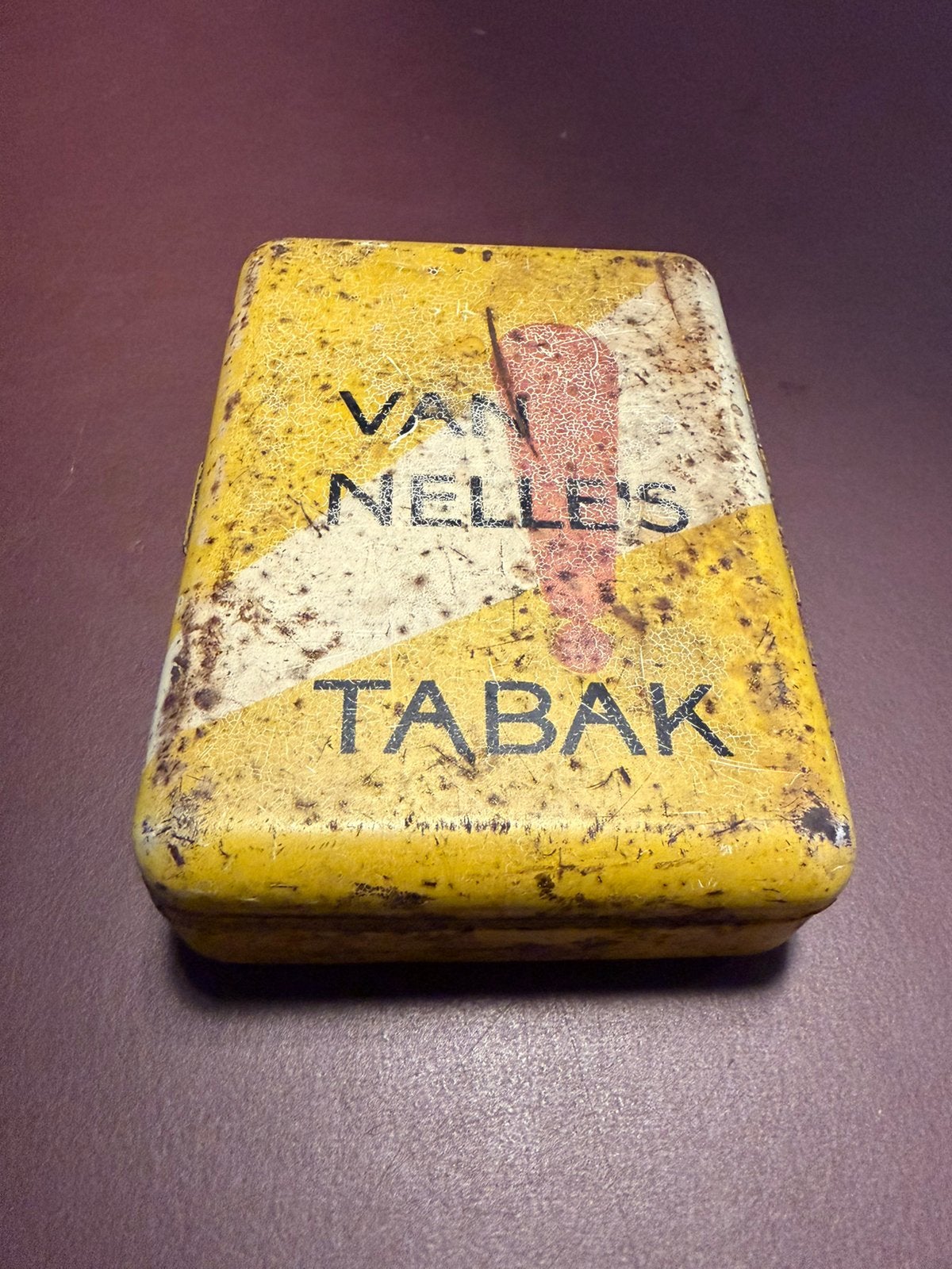 Antiek geel blikken tabaksdoosje Van Nelle 1925.780, Ophalen of Verzenden