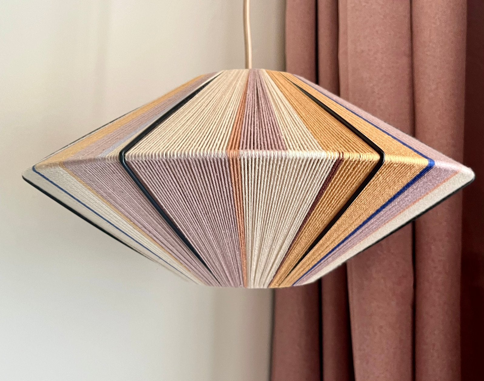 Bonbon draadlampenkap lampion japandi, Ophalen of Verzenden, Nieuw, Blauw