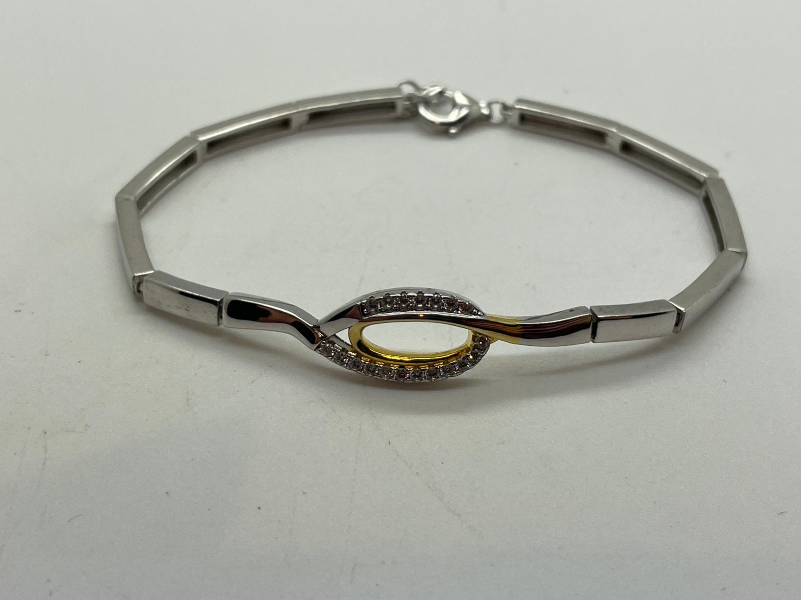 F245 Prachtige zilveren bicolor armband, Ophalen of Verzenden, X, Goud, X