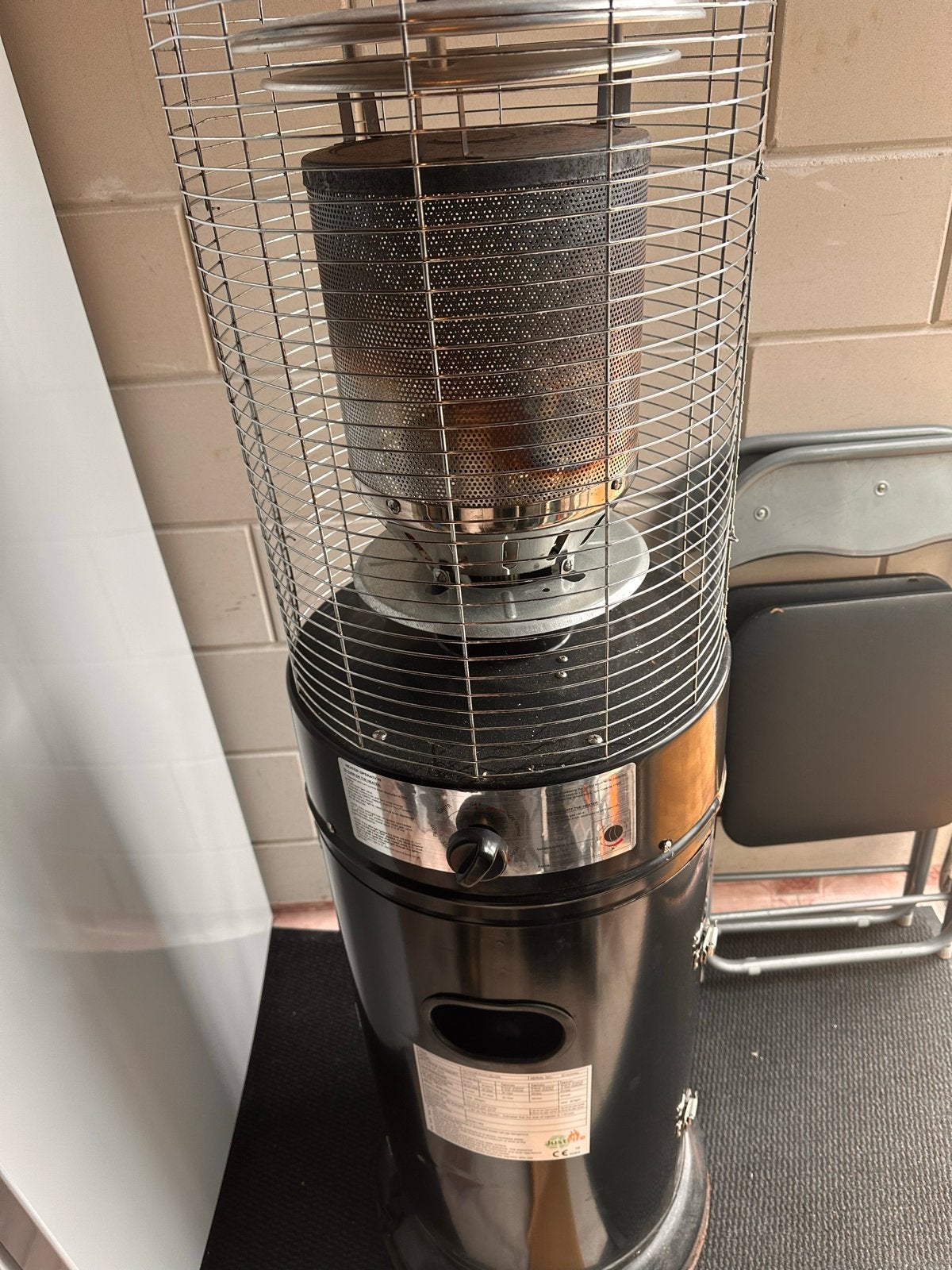 Terrasverwarmer op gas met gasfles, Ophalen, Gebruikt, Gas, Vloer