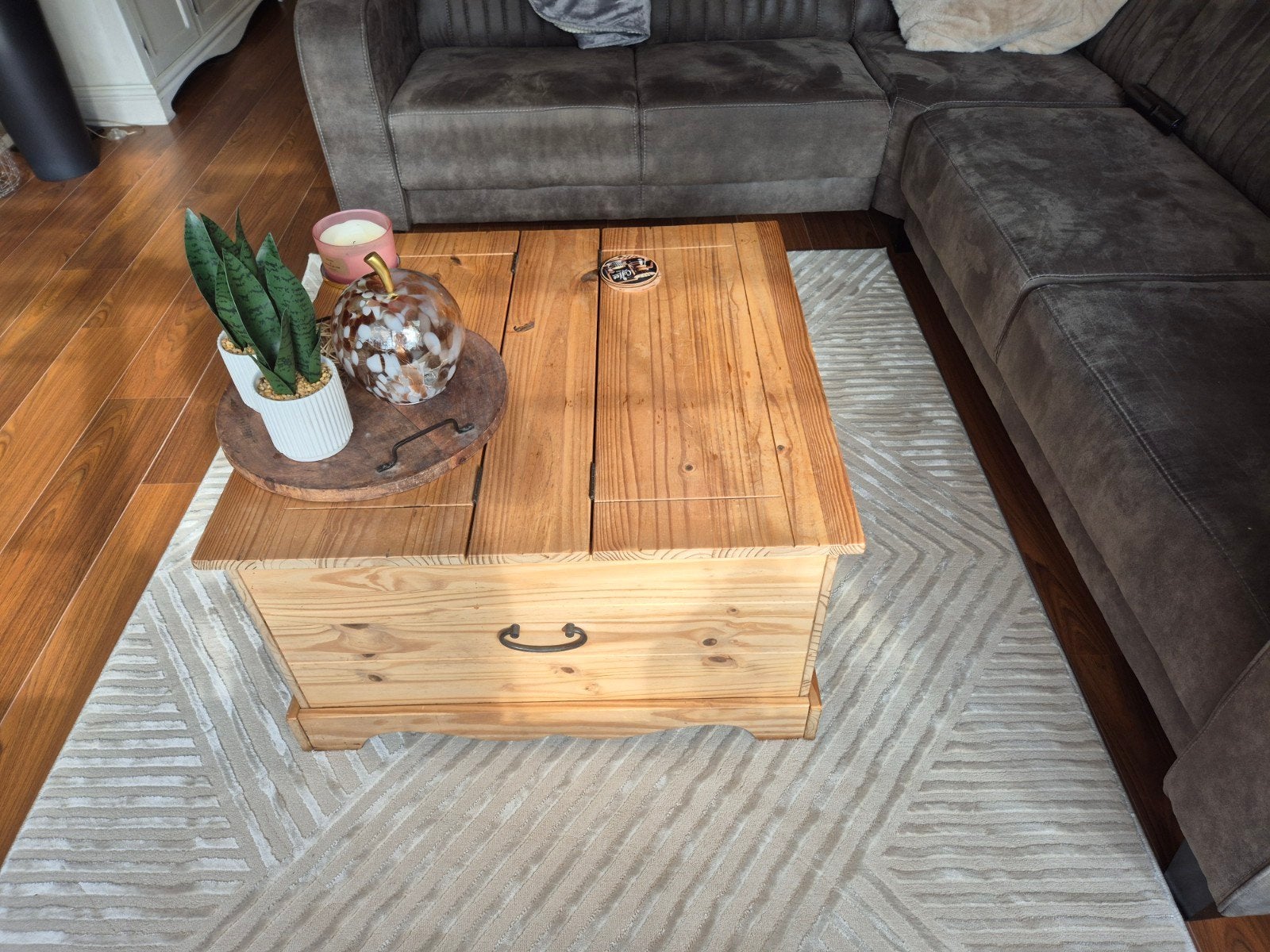 GRATIS AF TE HALEN: Salontafel / dekenkist met opbergruimte, Ophalen, Gebruikt, 100 tot 150 cm, Eikenhout