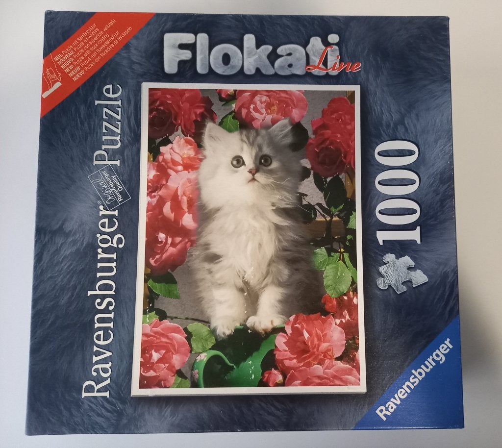 * Puzzel Ravensburger Jong Poesje Flokati Line 1000 st *, Ophalen of Verzenden, 500 t/m 1500 stukjes, Gebruikt, Legpuzzel