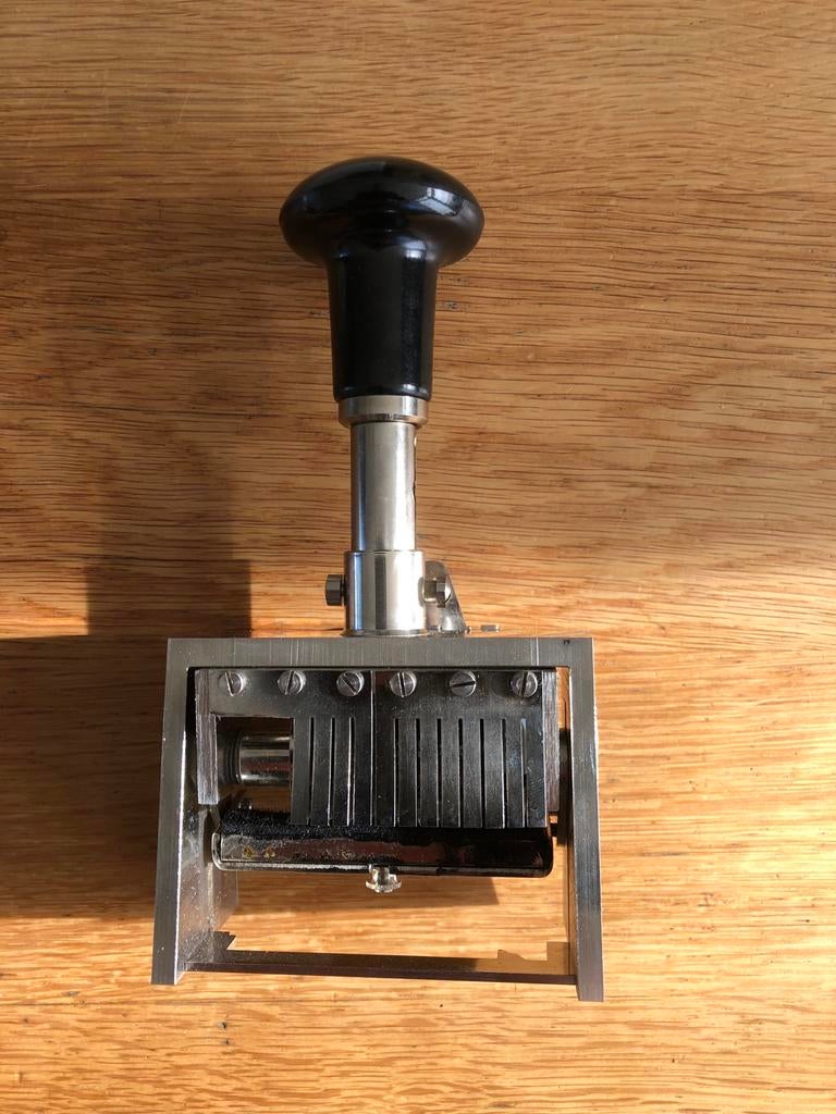 Vintage Metall Stempel Paginamachine Nummermachine, Ophalen of Verzenden