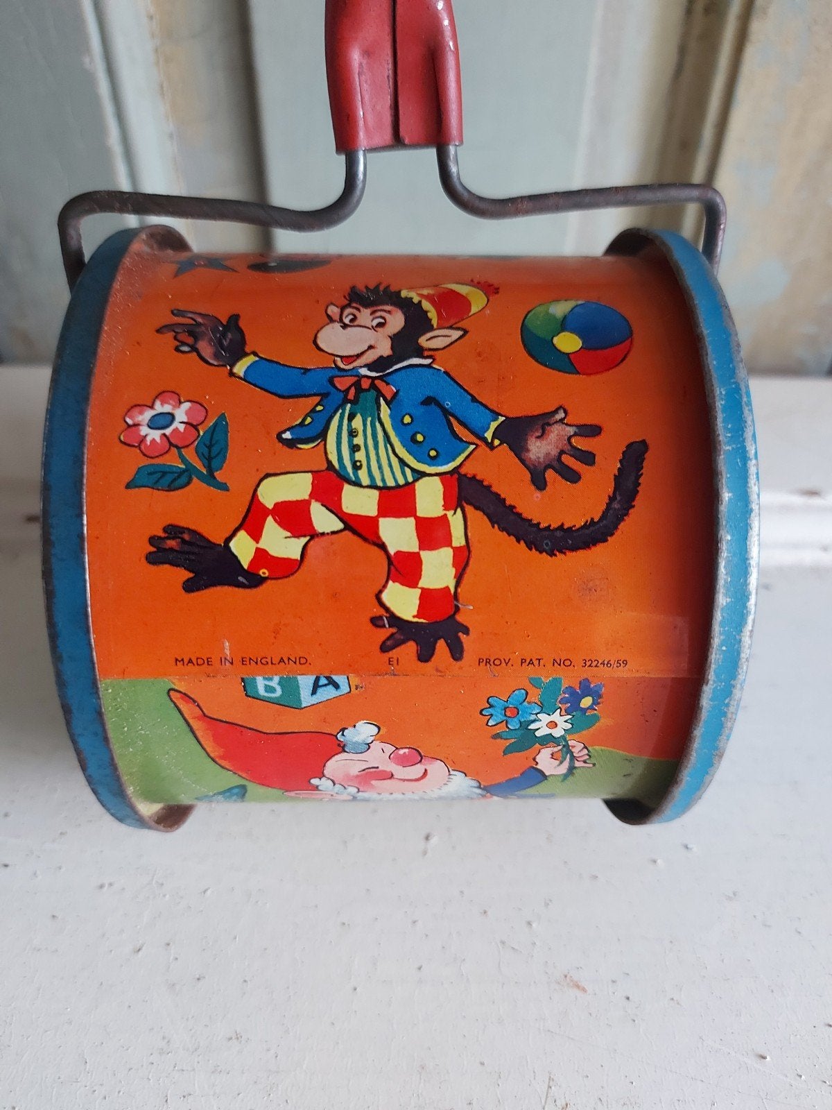 Vintage blikken speelgoed loop tierelier, Golliwogg , UK 195, Ophalen of Verzenden