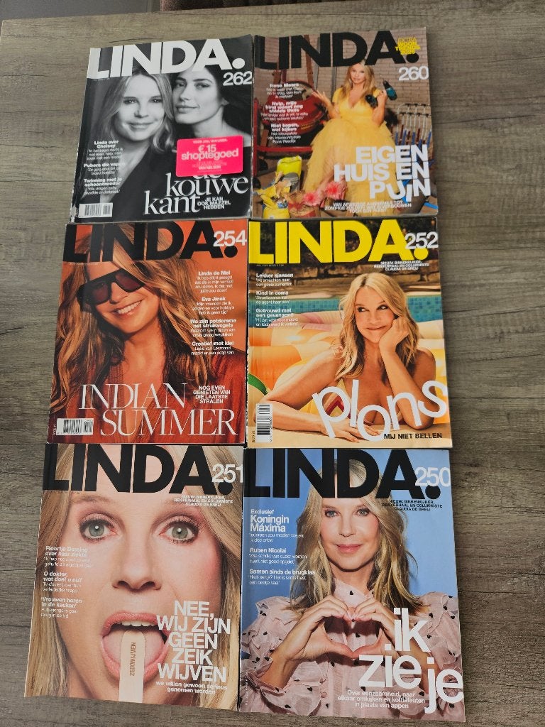 6x LINDA nummer 250, 251, 252, 254, 260 en 262, Ophalen of Verzenden, Zo goed als nieuw, Damesbladen
