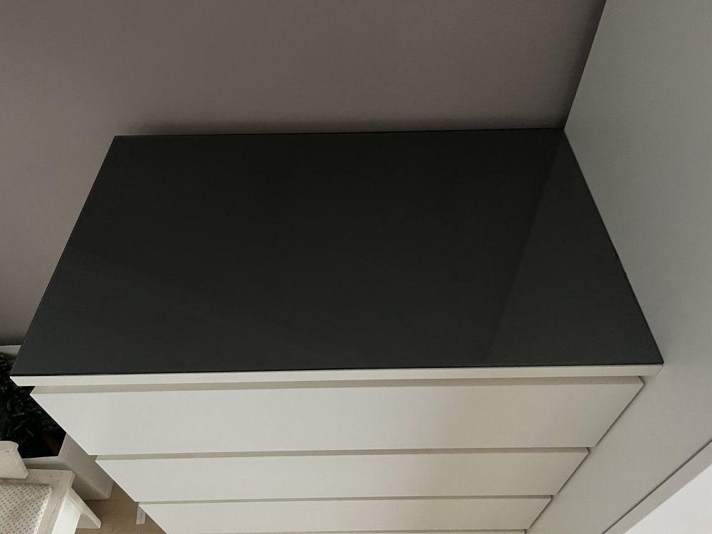 Ikea Malm glasplaat donker 80x48, Ophalen, Gebruikt, 1 of 2 laden, 50 tot 100 cm