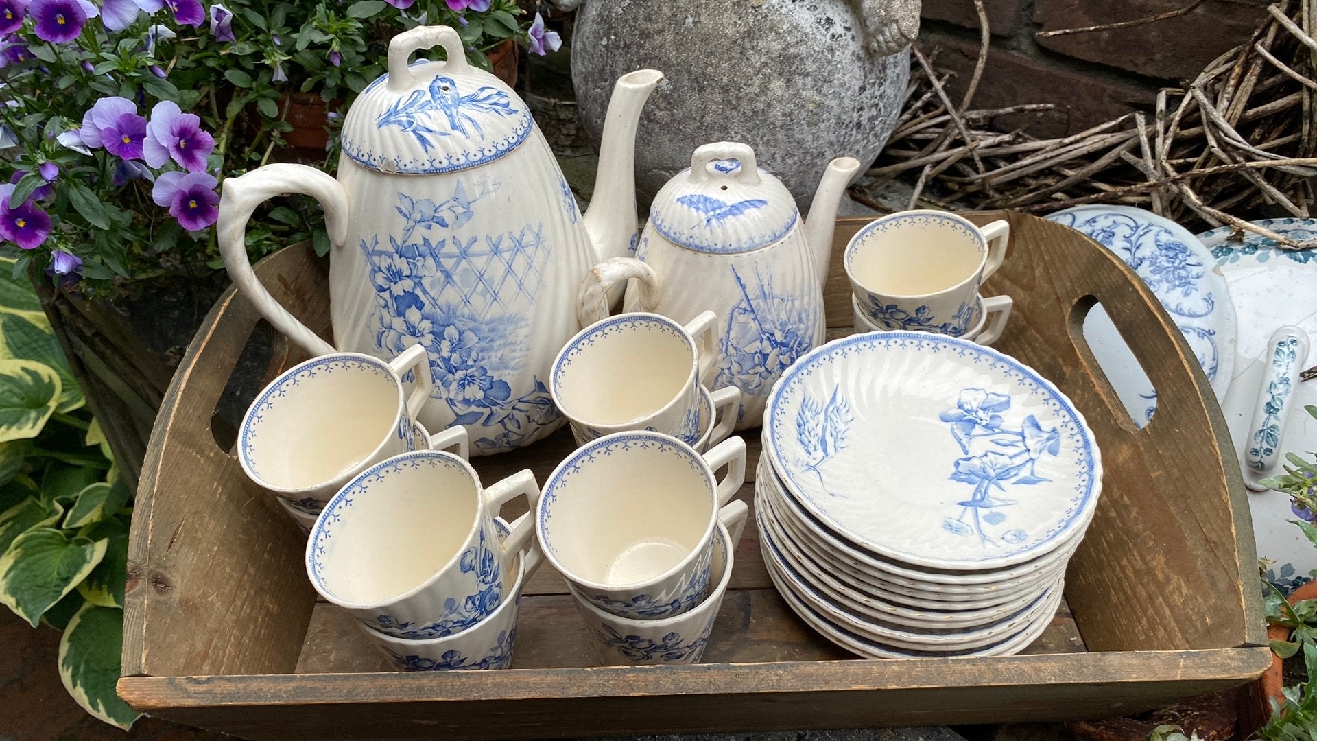 Prachtig brocante thee/koffieservies Malaga, Ophalen of Verzenden