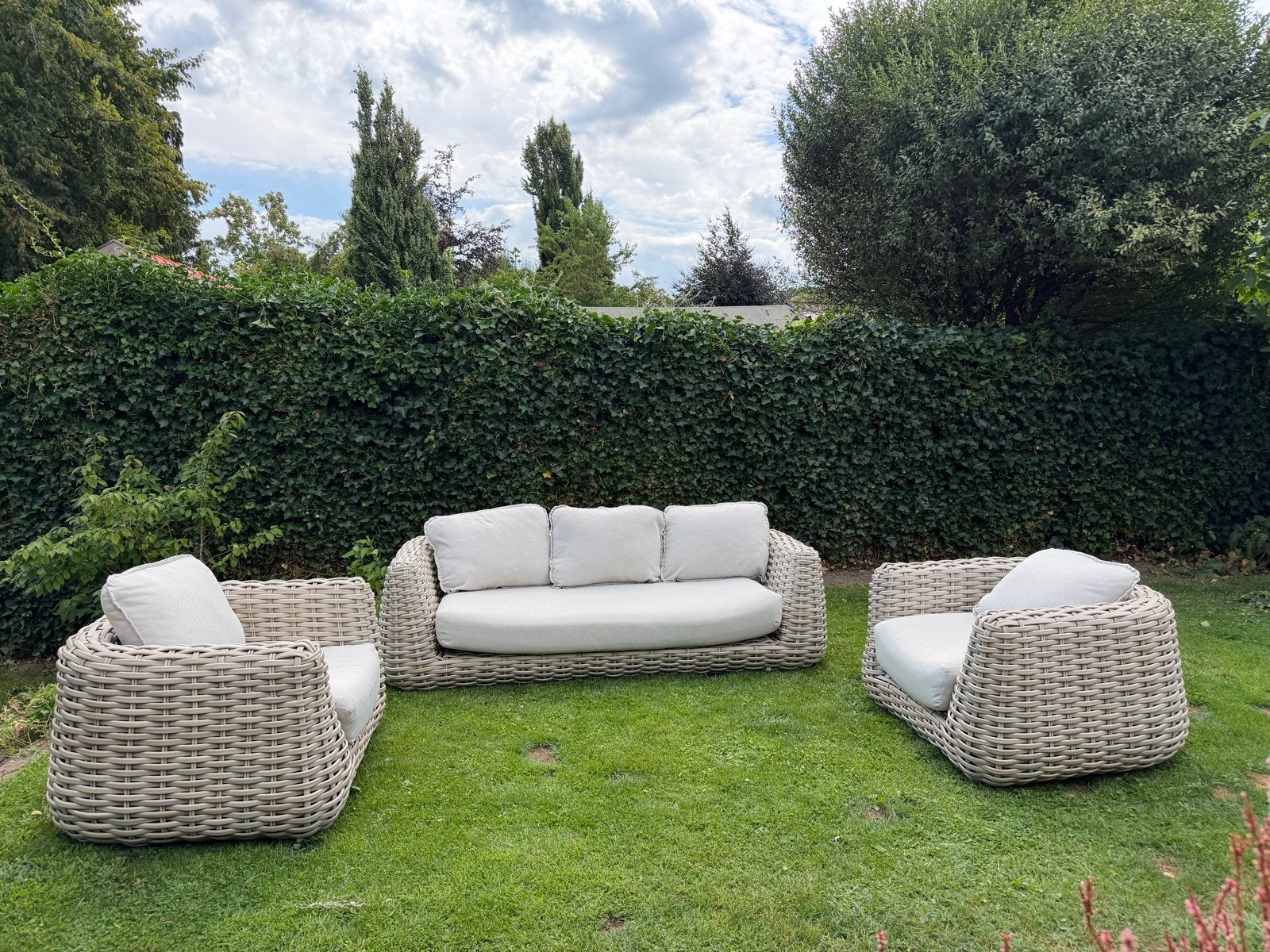 Luxe Wicker Loungeset "Wakkanda" met All-Weather Kussens, Ophalen, 5 zitplaatsen, Zo goed als nieuw, Loungeset