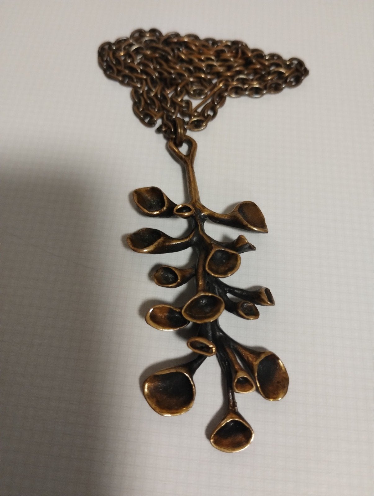 Vintage Hannu Ikonen bronzen pendant en ketting rendier mos, Ophalen of Verzenden