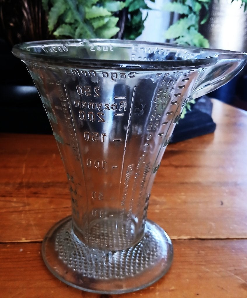 Vintage maatbeker maat kan glas gemerkt 250 ml, Ophalen of Verzenden