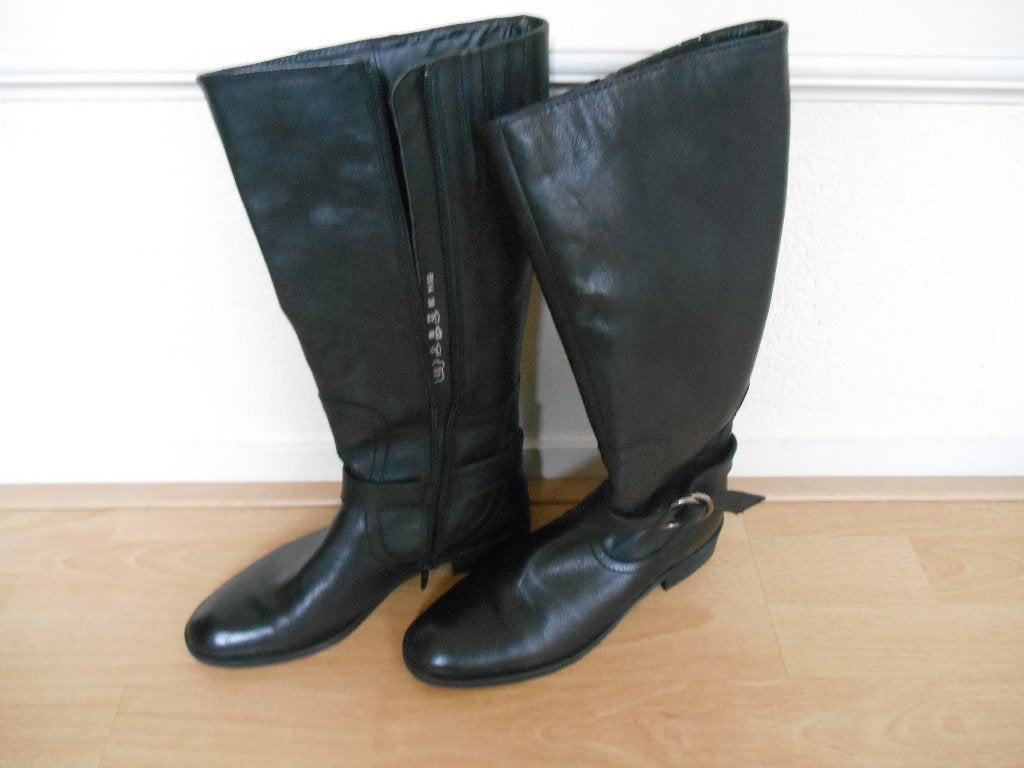 Nieuwe hoge leren dameslaarzen. maat 38, Kleding | Dames, Hoge laarzen, Zwart, Nieuw, Ophalen of Verzenden