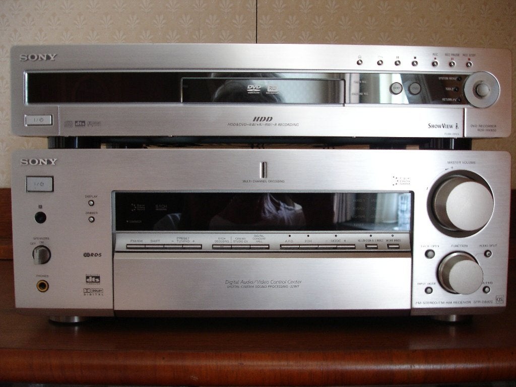 Sony Receiver STR-DB870 en DVD Recorder RDR-HX900, Ophalen, 60 tot 120 watt, Sony