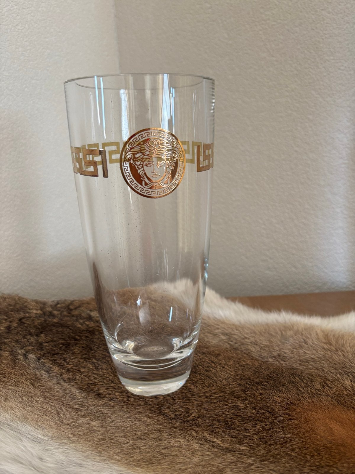 Rosenthal Versace Medusa Vaas Glas Goud 25 cm Nieuw, Ophalen