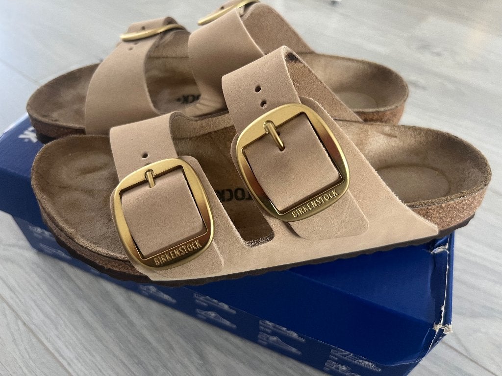 Birkenstock slippers, Ophalen, Beige, Sandalen of Muiltjes, Zo goed als nieuw