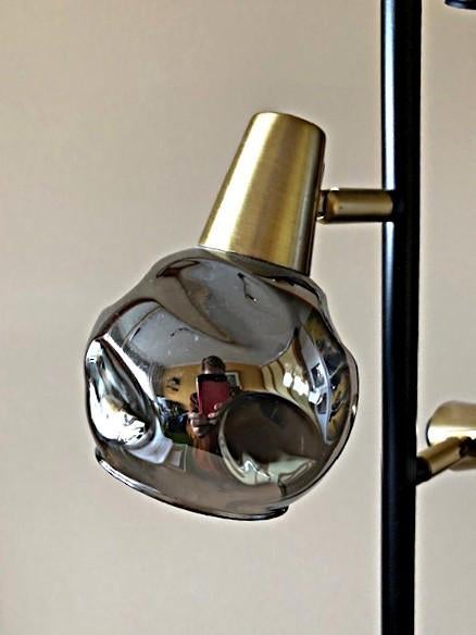 Vidro art deco vloerlamp zwart goud smoke glas 3 lichts, Huis en Inrichting, Lampen | Vloerlampen, Ophalen, Art Deco, modern, klassiek