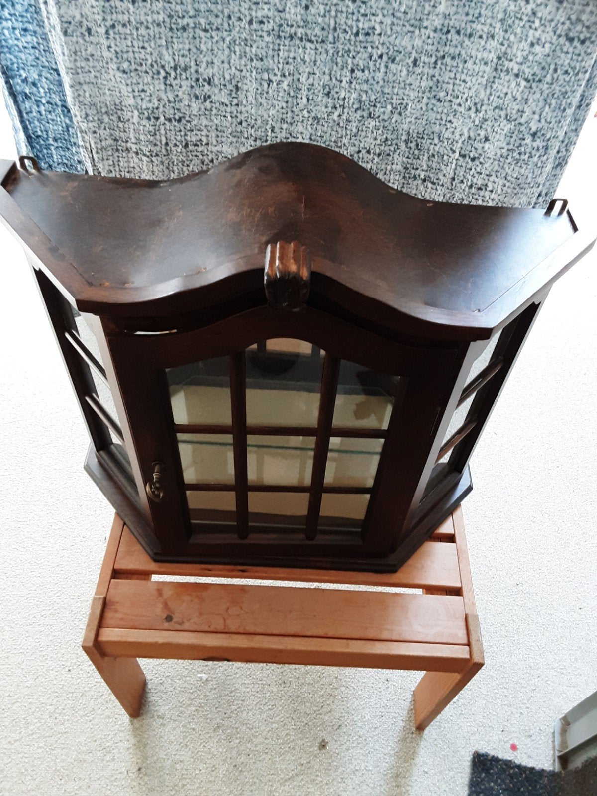 Vintage vitrine kastje - Hout met glas, Huis en Inrichting, Kasten | Vitrinekasten, Ophalen, Minder dan 50 cm, Glas, Klassiek, Vintage