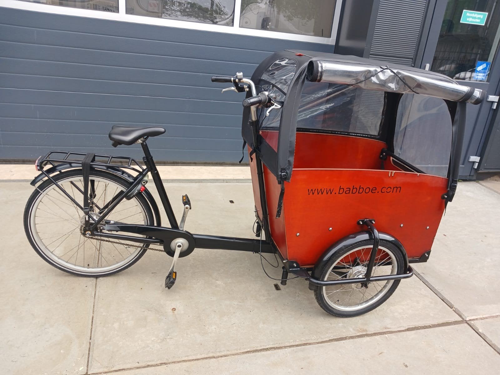 Babboe big transportfiets / bakfiets / met huif, Ophalen, 4 kinderen of meer, Gebruikt, Huif