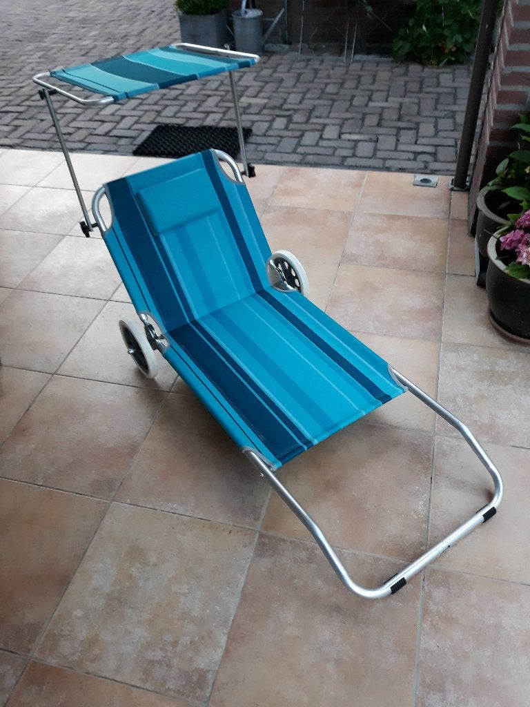 strandstoel/bagagekar, Tuin en Terras, Ligbedden, Ophalen, Zo goed als nieuw, Metaal, Inklapbaar