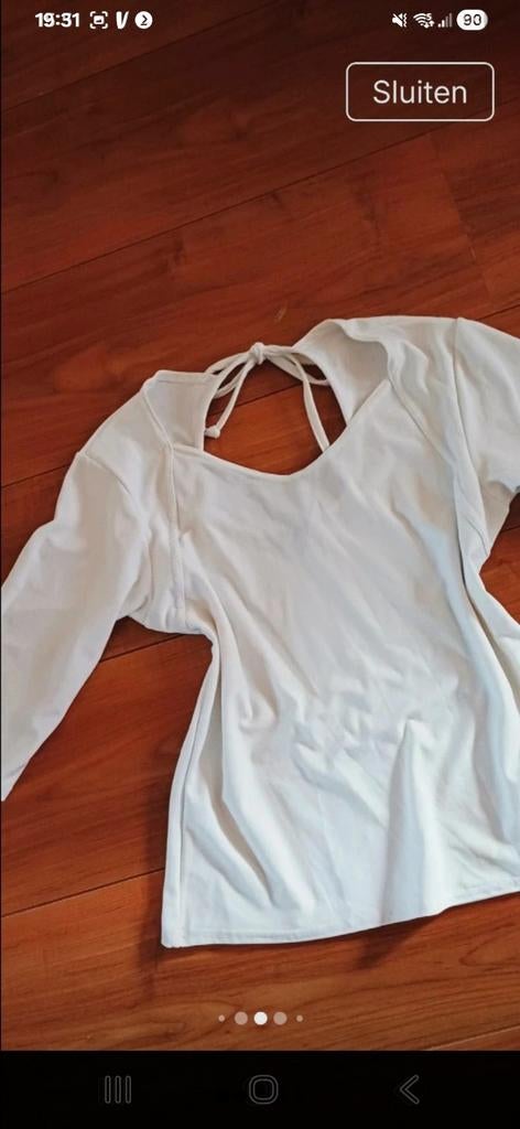 Mooi wit shirt met driekwart mouw rnet aparte hals   maat M, Maat 38/40 (M), Wit, Natalie, Ophalen of Verzenden