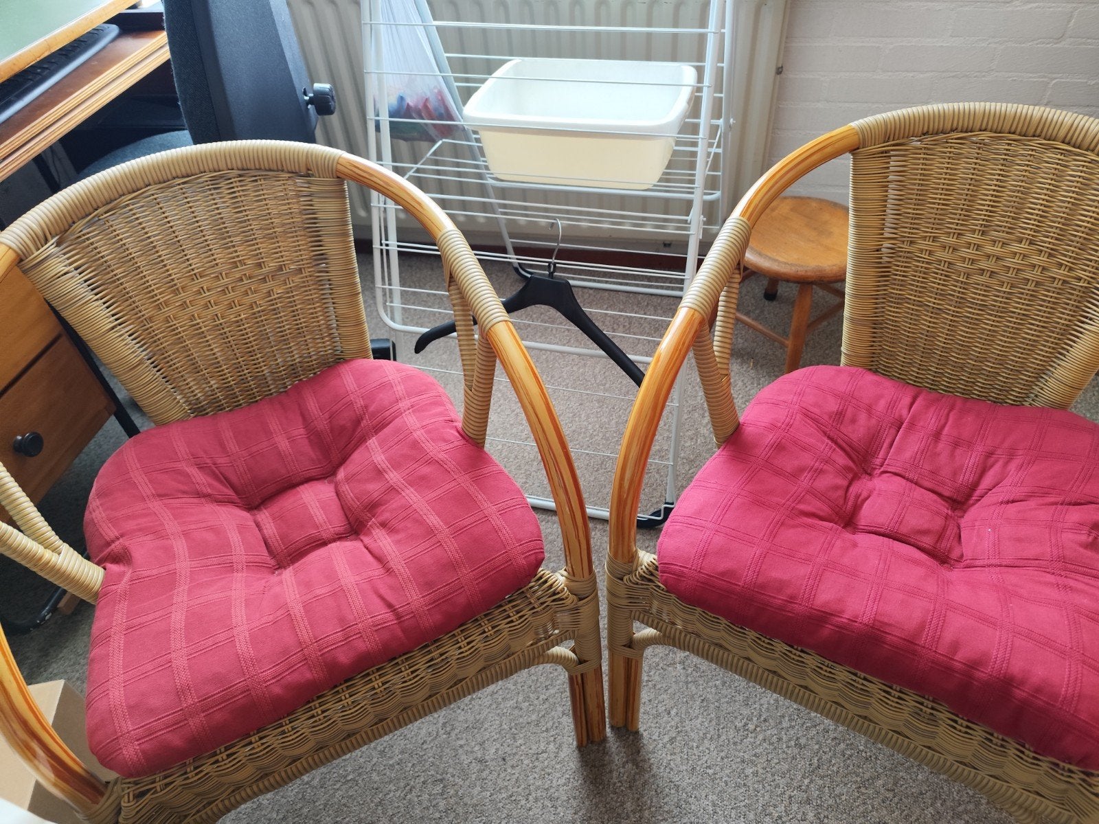 Rieten stoeltjes, Huis en Inrichting, Stoelen, Ophalen, Bruin, Twee